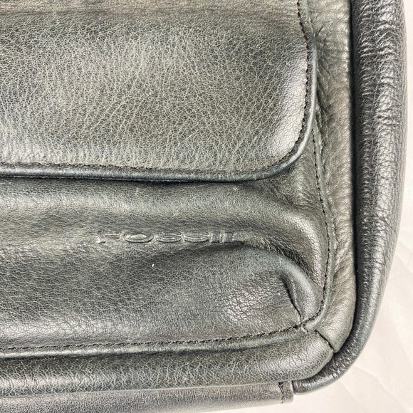 Vintage Fossil Crossbody Bag Purse Black Leather Small - Flawed - Picture 4 of 16